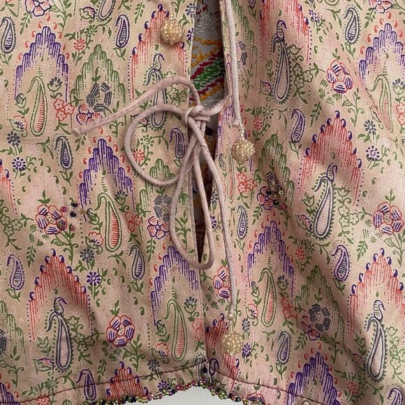 Chan Luu Womens Medium Embroidered Blouse Mirrored Beaded Multi-Color Bohemian - Picture 11 of 14